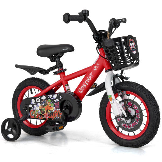 Costway 12 Inch Kids Bike Adjustable with Storage Basket and Double Brake for 3-4 Years Old-12 inches LuxuryLifeWay Online Store