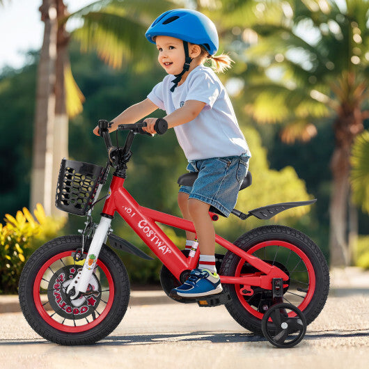 Costway 12 Inch Kids Bike Adjustable with Storage Basket and Double Brake for 3-4 Years Old-12 inches LuxuryLifeWay Online Store