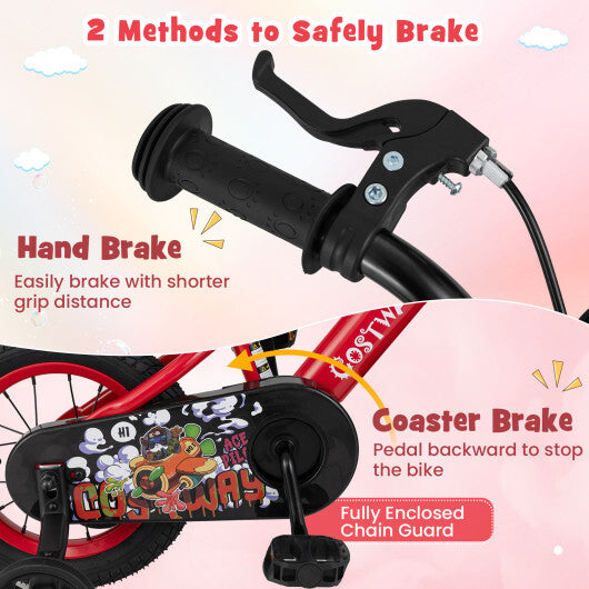 Costway 12 Inch Kids Bike Adjustable with Storage Basket and Double Brake for 3-4 Years Old-12 inches LuxuryLifeWay Online Store