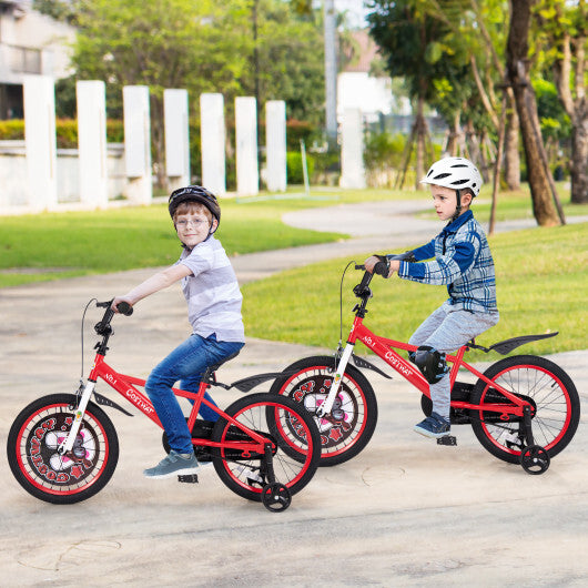 Costway 18 Inch Kids Bike Adjustable with Storage Basket and Double Brake for 4-8 Years Old Red LuxuryLifeWay Online Store
