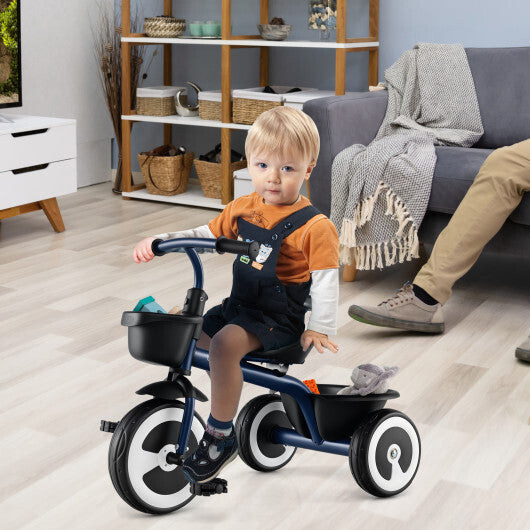 Costway Toddler Tricycle with Adjustable Seat and Storage Baskets for 1.5-5 Years Old-Navy - Color: Navy LuxuryLifeWay Online Store