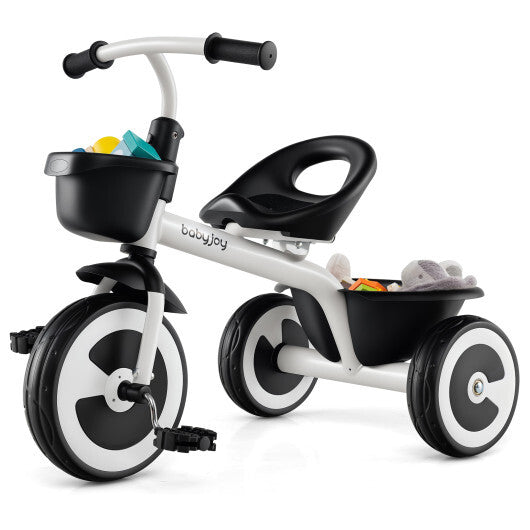 Costway Toddler Tricycle with Adjustable Seat and Storage Baskets for 1.5-5 Years Old-White LuxuryLifeWay Online Store