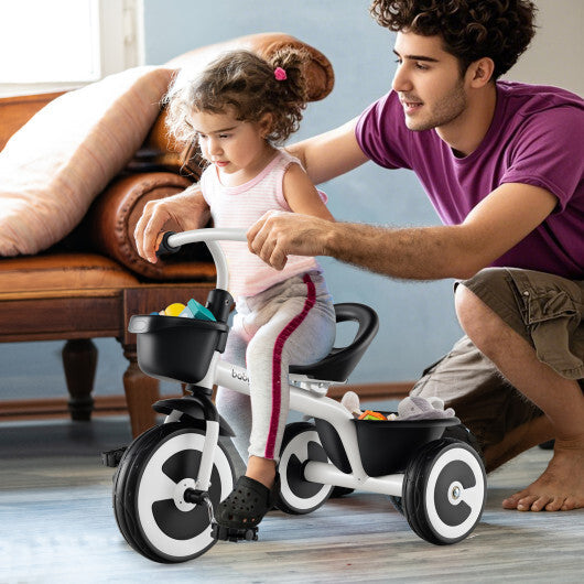 Costway Toddler Tricycle with Adjustable Seat and Storage Baskets for 1.5-5 Years Old-White LuxuryLifeWay Online Store