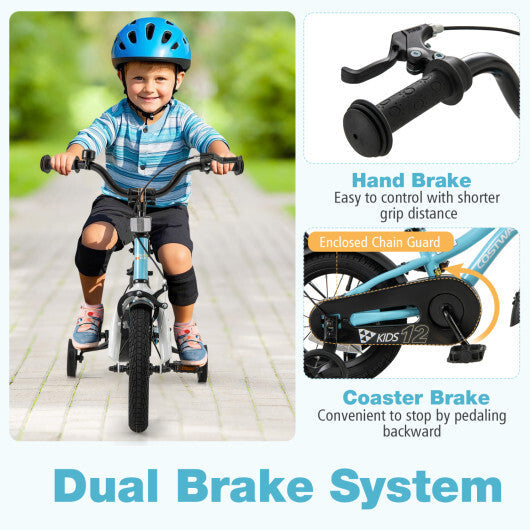 Costway 12-Inch Kids Bike for 3-4 Years Old Children Bicycle with Training Wheels LuxuryLifeWay Online Store