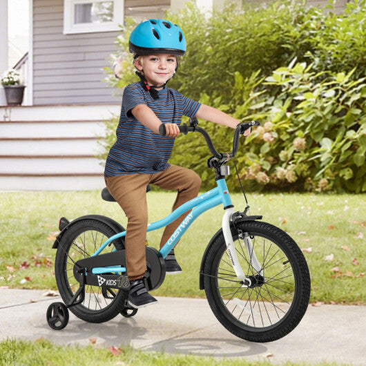 Costway 18-Inch Kids Bike for 4-8 Years Old Children Bicycle with Training Wheels LuxuryLifeWay Online Store