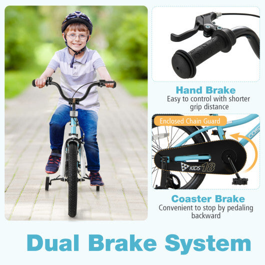 Costway 18-Inch Kids Bike for 4-8 Years Old Children Bicycle with Training Wheels LuxuryLifeWay Online Store