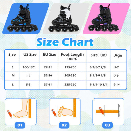 Costway Adjustable Kids' Incline Skates for Boys Girls Ages 5-14-Black LuxuryLifeWay Online Store