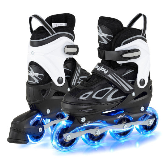 Costway 4 Sizes Adjustable Blade Roller with Light-up Wheels for Youth-Black LuxuryLifeWay Online Store