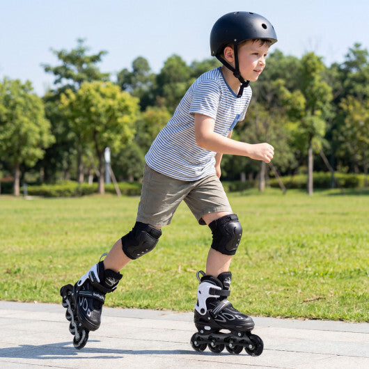 Costway 4 Sizes Adjustable Blade Roller with Light-up Wheels for Youth-Black LuxuryLifeWay Online Store
