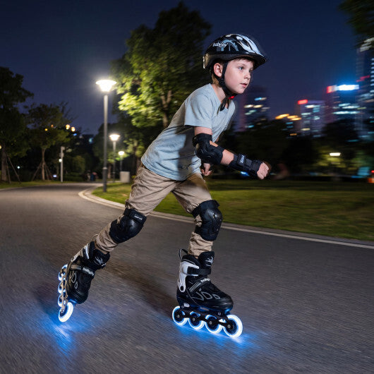 Costway 4 Sizes Adjustable Blade Roller with Light-up Wheels for Youth-Black LuxuryLifeWay Online Store