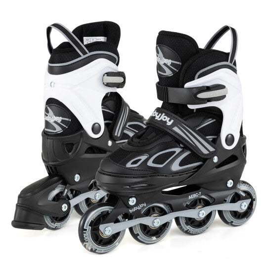 Costway 4 Sizes Adjustable Blade Roller with Light-up Wheels for Youth-Black LuxuryLifeWay Online Store