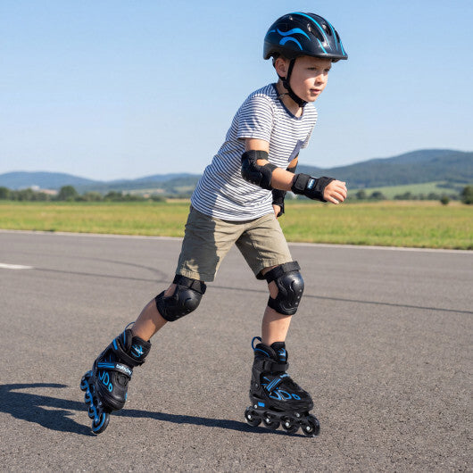 Costway 4 Sizes Adjustable Blade Roller with Light-up Wheels for Youth-Blue LuxuryLifeWay Online Store