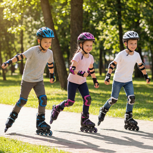Costway 4 Sizes Adjustable Blade Roller with Light-up Wheels for Youth-Blue LuxuryLifeWay Online Store
