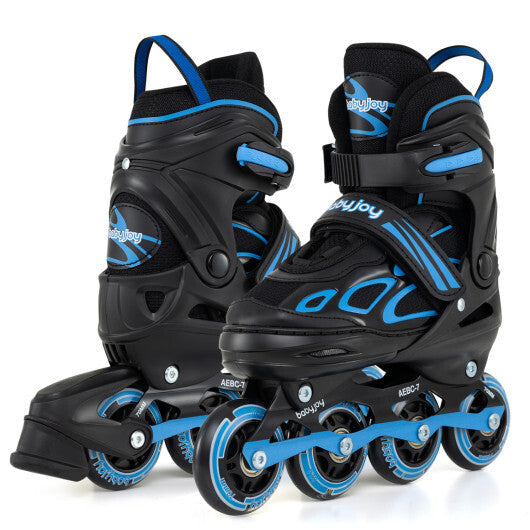 Costway 4 Sizes Adjustable Blade Roller with Light-up Wheels for Youth-Blue LuxuryLifeWay Online Store