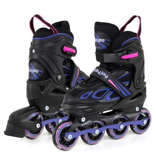 Costway 4 Sizes Adjustable Blade Roller with Light-up Wheels for Youth-Purple LuxuryLifeWay Online Store