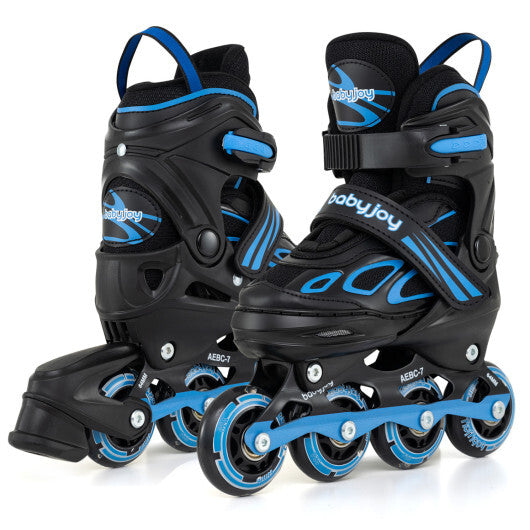 Costway Adjustable Kids' Incline Skates 4 Sizes Adjustable Blade Roller-Blue LuxuryLifeWay Online Store