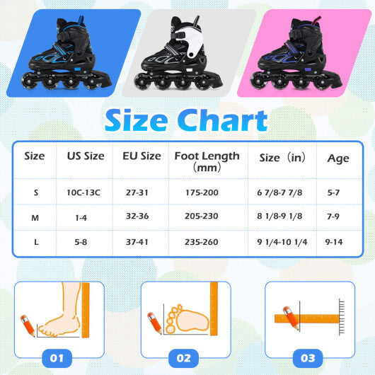 Costway Adjustable Kids' Incline Skates 4 Sizes Adjustable Blade Roller-Purple LuxuryLifeWay Online Store