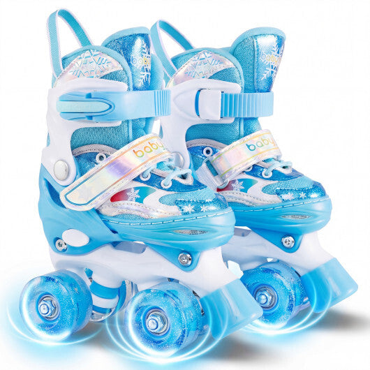 Costway Kids Roller Skates 4 Sizes Adjustable with Light-up Wheels for Toddler Aged 3-4 (XS)-Blue LuxuryLifeWay Online Store