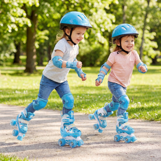 Costway Kids Roller Skates 4 Sizes Adjustable with Light-up Wheels for Toddler Aged 3-4 (XS)-Blue LuxuryLifeWay Online Store