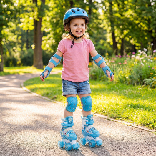 Costway Kids Roller Skates 4 Sizes Adjustable with Light-up Wheels for Toddler Aged 3-4 (XS)-Blue LuxuryLifeWay Online Store