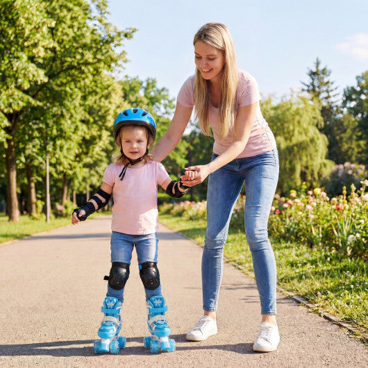 Costway Kids Roller Skates 4 Sizes Adjustable with Light-up Wheels for Toddler Aged 3-4 (XS)-Blue LuxuryLifeWay Online Store
