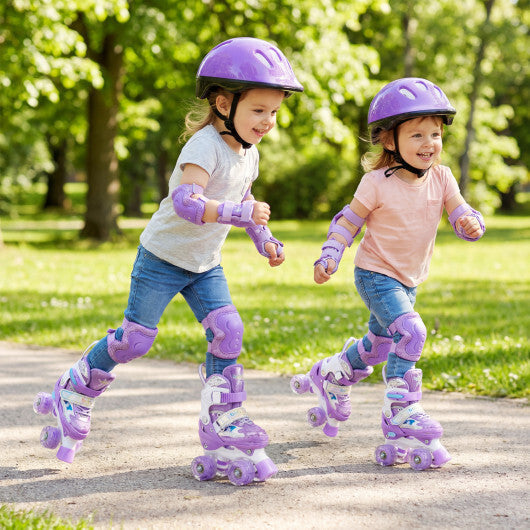 Costway Kids Roller Skates 4 Sizes Adjustable with Light-up Wheels for Toddler Aged 3-4 (XS)-Purple LuxuryLifeWay Online Store
