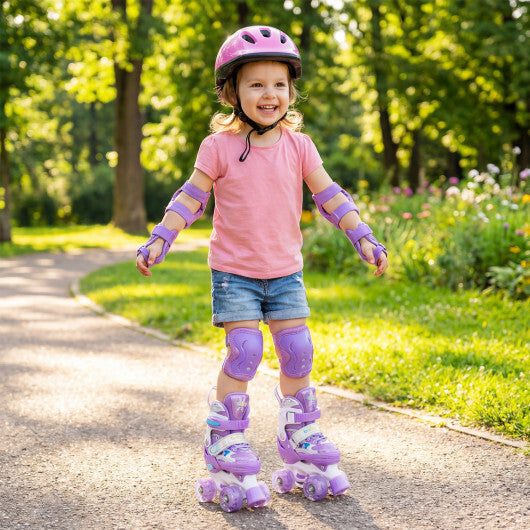Costway Kids Roller Skates 4 Sizes Adjustable with Light-up Wheels for Toddler Aged 3-4 (XS)-Purple LuxuryLifeWay Online Store