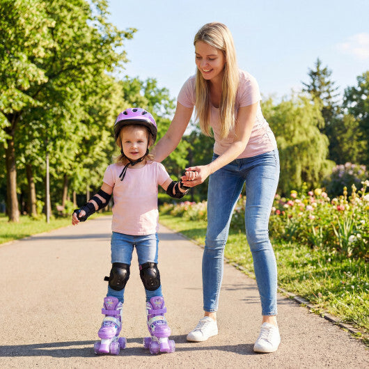 Costway Kids Roller Skates 4 Sizes Adjustable with Light-up Wheels for Toddler Aged 3-4 (XS)-Purple LuxuryLifeWay Online Store