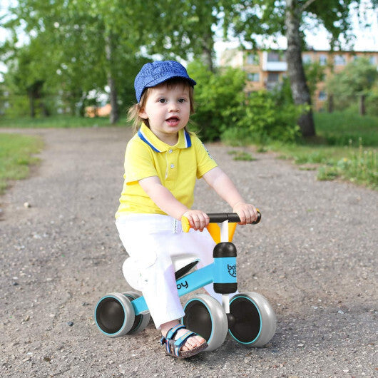 Costway 4 Wheels No-Pedal Baby Balance Bike Blue LuxuryLifeWay Online Store