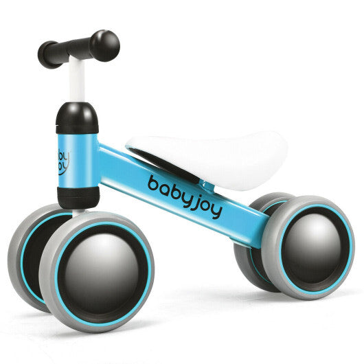 Costway 4 Wheels No-Pedal Baby Balance Bike Blue LuxuryLifeWay Online Store