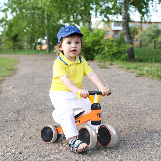 Costway 4 Wheels No-Pedal Baby Balance Bike Orange LuxuryLifeWay Online Store