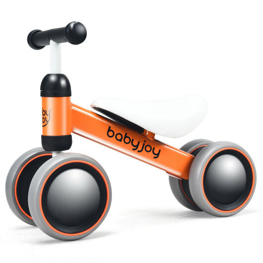 Costway 4 Wheels No-Pedal Baby Balance Bike Orange LuxuryLifeWay Online Store