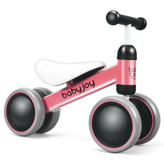 Costway 4 Wheels No-Pedal Baby Balance Bike Pink LuxuryLifeWay Online Store