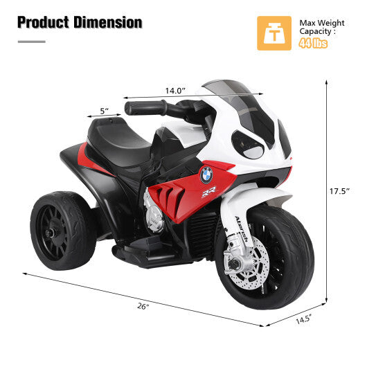 Costway Kids Ride On Motorcycle BMW Licensed 6V Electric 3 Wheels Bicycle Music&Light Red LuxuryLifeWay Online Store