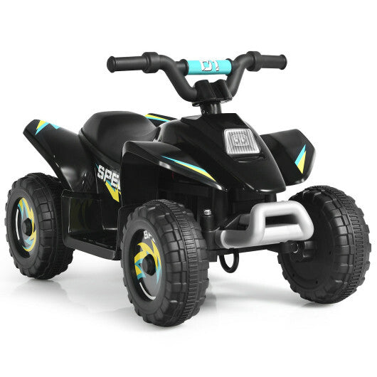 Costway 6V Kids Electric Quad ATV 4 Wheels Ride On Toy Toddlers Forward&Reverse Black LuxuryLifeWay Online Store