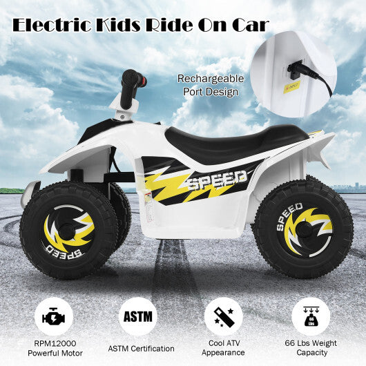 Costway 6V Kids Electric Quad ATV 4 Wheels Ride On Toy Toddlers Forward&Reverse White
