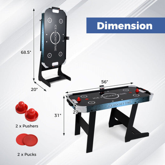 Costway 56 Inch Air Hockey Table with Powerful 12V Motor and LED Digital Scoreboard-Black LuxuryLifeWay Online Store