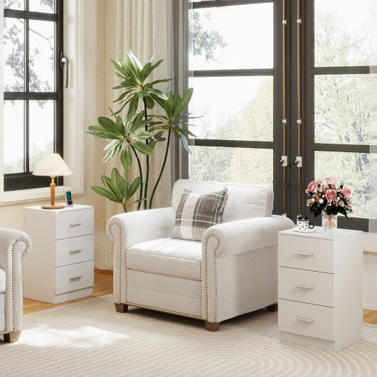 Costway Set of 2 Nightstand with Charging Station End Table with 3 Storage Drawers Bedside Table for Bedroom-White LuxuryLifeWay Online Store