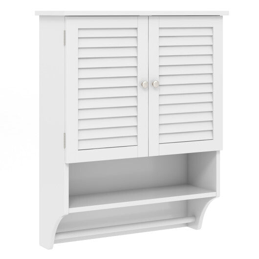 Costway 2-Doors Bathroom Wall-Mounted Medicine Cabinet with Towel Bar-White LuxuryLifeWay Online Store