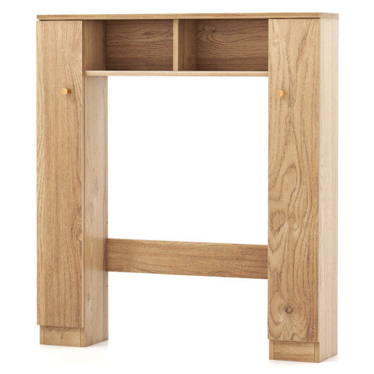 Costway Over The Toilet Storage Cabinet with 2 Open Compartments and 4 Adjustable Shelves-Natural LuxuryLifeWay Online Store