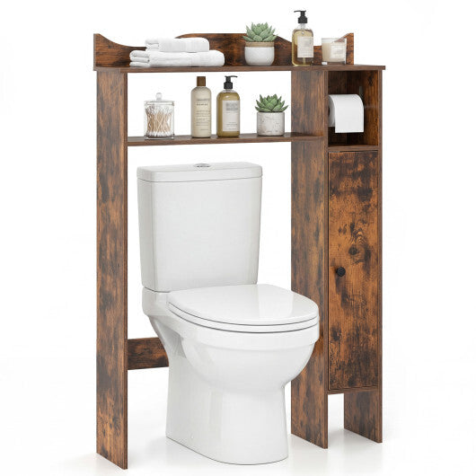 Costway Over the Toilet Storage Cabinet with Toilet Paper Holder-Rustic Brown LuxuryLifeWay Online Store