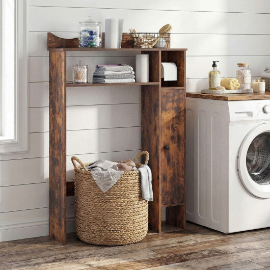 Costway Over the Toilet Storage Cabinet with Toilet Paper Holder-Rustic Brown LuxuryLifeWay Online Store