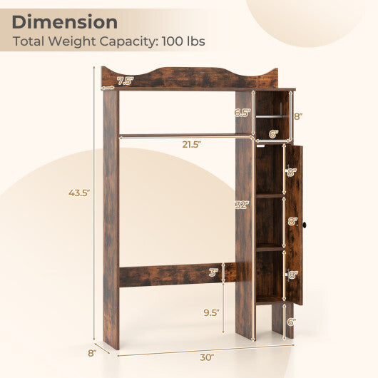 Costway Over the Toilet Storage Cabinet with Toilet Paper Holder-Rustic Brown LuxuryLifeWay Online Store