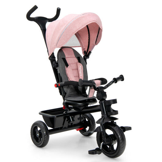 Costway 4-in-1 Baby Tricycle Toddler Trike with Convertible Seat-Pink LuxuryLifeWay Online Store