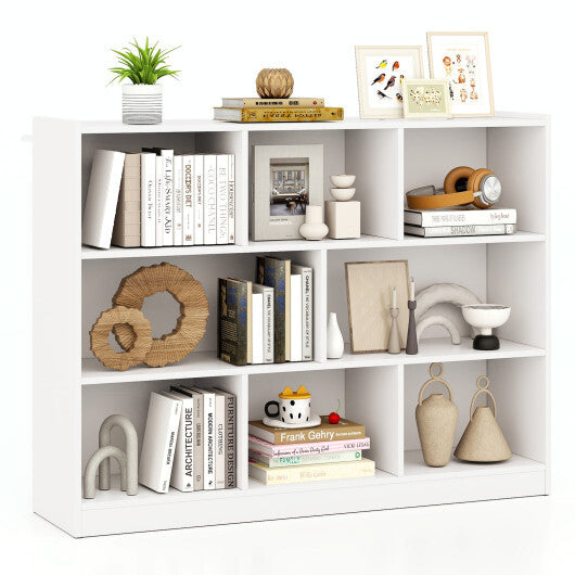 Costway 3-Tier Open Bookcase 8-Cube Floor Standing Storage Shelves Display Cabinet-White LuxuryLifeWay Online Store