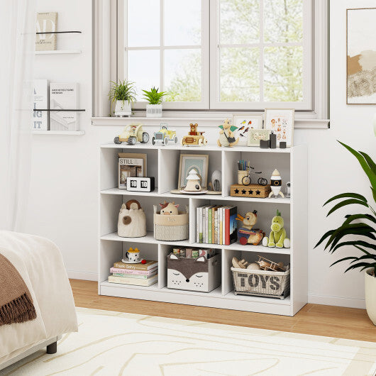 Costway 3-Tier Open Bookcase 8-Cube Floor Standing Storage Shelves Display Cabinet-White LuxuryLifeWay Online Store