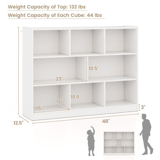 Costway 3-Tier Open Bookcase 8-Cube Floor Standing Storage Shelves Display Cabinet-White LuxuryLifeWay Online Store