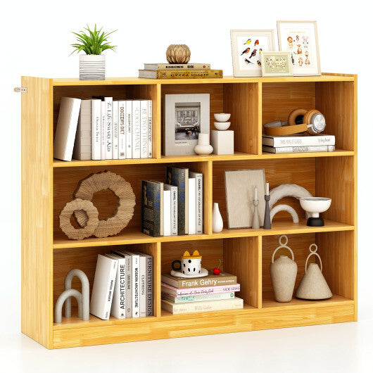 Costway 3-Tier Open Bookcase 8-Cube Floor Standing Storage Shelves Display Cabinet-Yellow LuxuryLifeWay Online Store