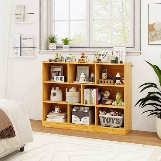 Costway 3-Tier Open Bookcase 8-Cube Floor Standing Storage Shelves Display Cabinet-Yellow LuxuryLifeWay Online Store