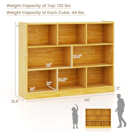 Costway 3-Tier Open Bookcase 8-Cube Floor Standing Storage Shelves Display Cabinet-Yellow LuxuryLifeWay Online Store